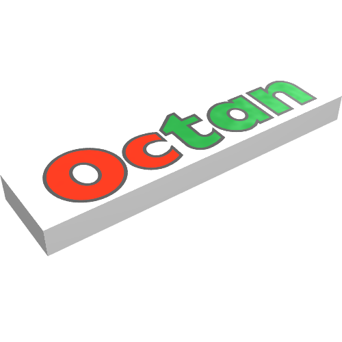 Lego Tile 1 x 4 with 'Octan' Logo Print / White