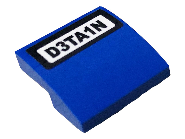 Lego Slope, Curved 2 x 2 x 2/3 with 'D3TA1N' Pattern (Sticker) - Set 60242