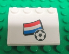 Lego Slope 33 3 x 4 with Flag of Netherlands and Soccer Ball on White Background Pattern (Sticker) - Set 3405