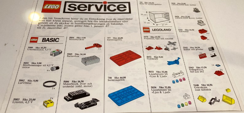 Lego 1987 Medium Service Packs Swedish (920315-S)