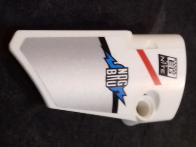 Lego Technic, Panel Fairing # 3 Small Smooth Long, Side A with 'EG NITE', 'NDG B/\U', Red and Black Stripes and Silver Pattern (Sticker) - Set 42000