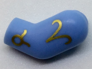 Lego Arm, Left with Gold Zodiac Symbols Pattern / Bright Light Blue