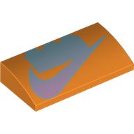 Lego Brick Curved 2 x 4 x 2/3 No Studs with Silver LEGO Brick, Nike Logo Print / Orange