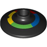 Lego Dish 2 x 2 Inverted [Radar] with Blue/Bright Green/Yellow/Red Band Print / Black
