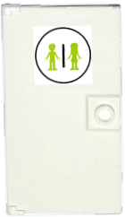 Lego Door 1 x 4 x 6 with Stud Handle with Lime Male and Female Friends Mini Dolls Silhouettes in Black Circle, Unisex Restroom Pattern (Sticker) - Set 41352