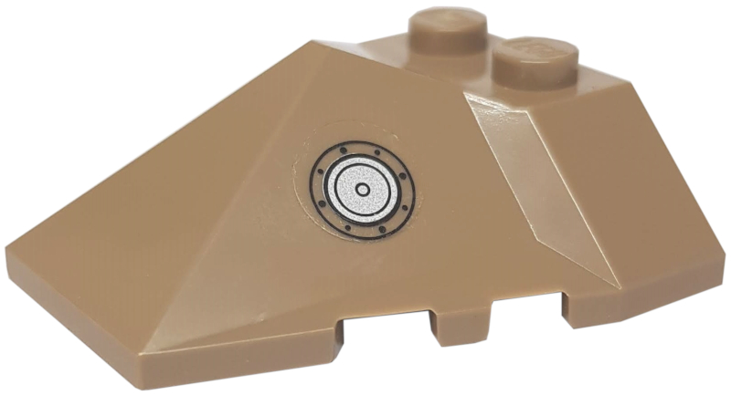Lego Wedge 4 x 4 x 1 1/3 Pyramid Center with Silver Fuel Filler Cap Pattern (Sticker) - Set 7786