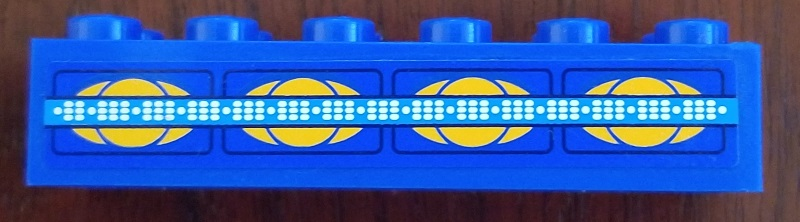 Lego Brick 2 x 6 with SW Gungan Sub Controls Pattern (Sticker) - Set 9499 / Blue