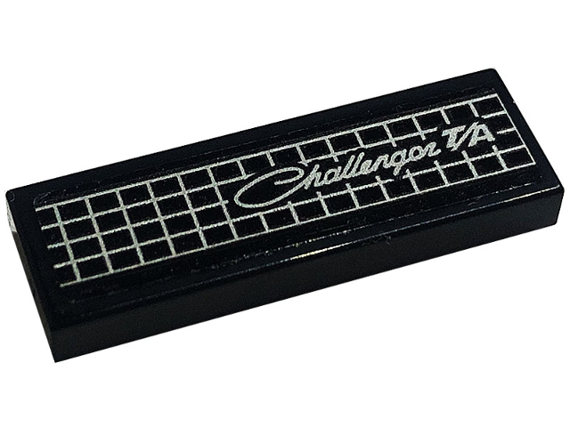 Lego Tile 1 x 3 with Silver Grille and 'Challenger T/A' Pattern (Sticker) - Set 76904 / Black