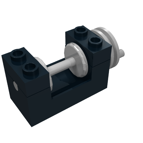 Lego String Reel Winch 2 x 4 x 2 (Light Gray Drum) / Black