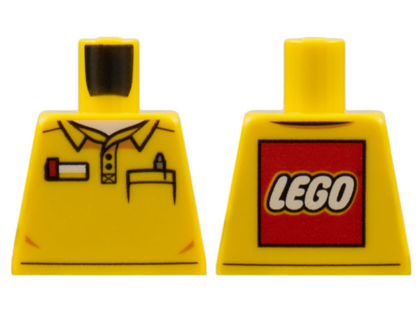 Lego Torso Polo Shirt with Pocket with Pen and LEGO Logo on Reverse Pattern / Yellow