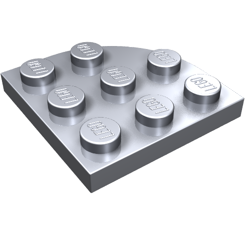 Lego Plate Round Corner 3 x 3 / Metallic Silver