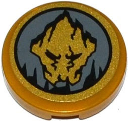 Lego Tile, Round 2 x 2 with Bottom Stud Holder with Ninjago Earth Emblem Pattern (Sticker) - Set 70747