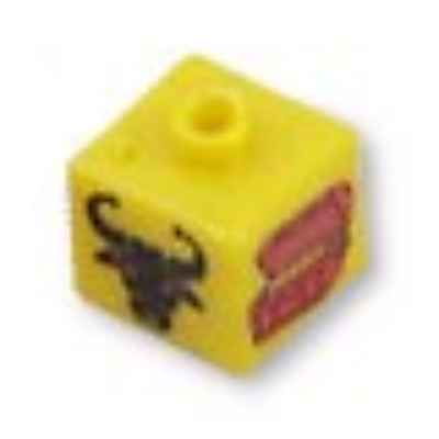 Lego Pen Bead, Square with Treasure Chest, Bull Head Print