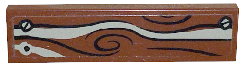 Lego Tile 1 x 4 with Wood Grain with Dark Tan Streak and 2 Screws Pattern (Sticker) - Set 79010