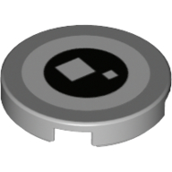 Lego Tile Round 2 x 2 with White and Black Circle, 2 White Squares (Brickheadz Eye) Print / Light Bluish Gray