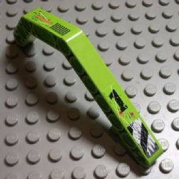 Lego Technic, Liftarm, Modified Bent Thick 1 x 11.5 Double with Worn '1' and Danger Stripes and Exhaust Vents Pattern Model Right (Stickers) - Set 8956