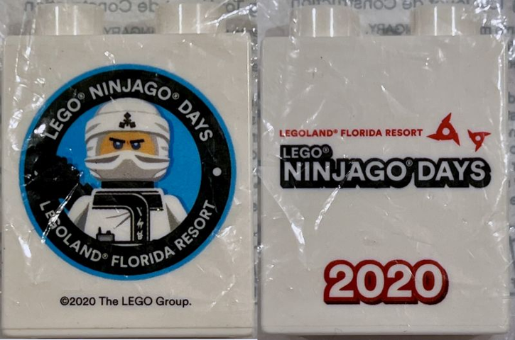 Lego Duplo, Brick 1 x 2 x 2 with LEGO Ninjago Days 2020 LEGOLAND Florida Resort, Zane Minifigure Pattern
