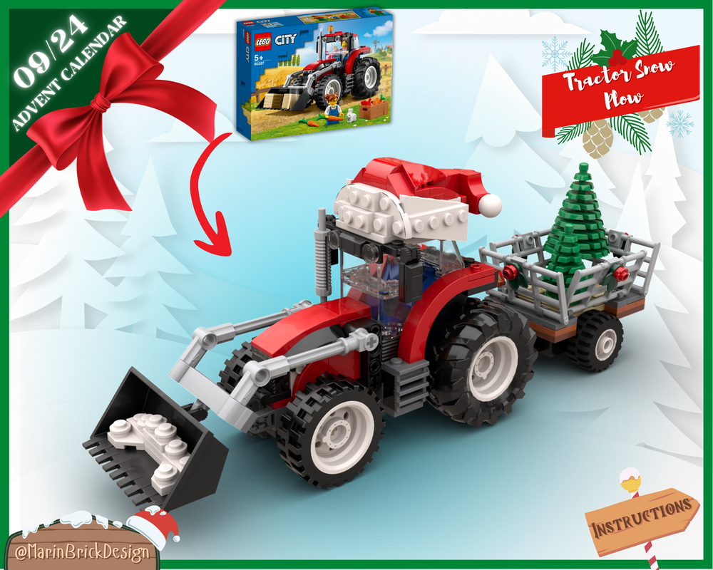Lego 60287 Christmas Tractor Snow plow Moc - Winter Village moc