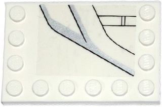 Lego Tile, Modified 4 x 6 with Studs on Edges with DC Javelin Spaceship Pattern Model Right Side (Sticker) - Set 76028