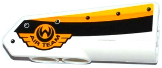 Lego Technic, Panel Fairing #21 Very Small Smooth, Side B with Emblem with 'AIR TEAM' and Yellow, Orange and White Stripes Pattern (Sticker) - Set 42044