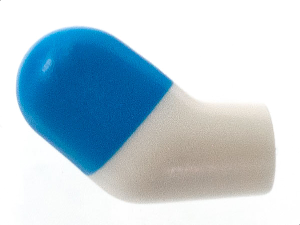 Lego Arm, Right with Molded Dark Azure Short Sleeve  Pattern / White