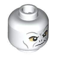 Lego Minifig Head Voldemort, Tan Around Eyes, Smirk Print / White