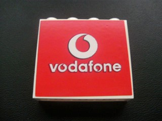 Lego Panel 1 x 4 x 3 - Hollow Studs with Vodafone Logo Pattern (Sticker) - Set 8672 / White