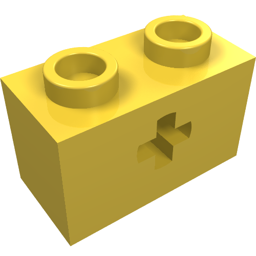 Lego Technic Brick 1 x 2 with Axle Hole Type 1 [+ Opening] and Bottom Ridges / Yellow