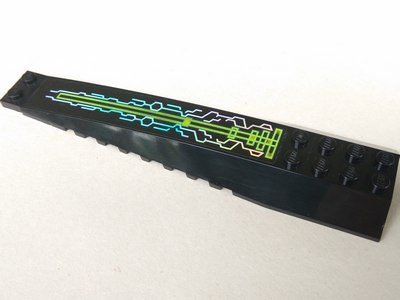Lego Wedge 16 x 4 Triple Curved with Reinforcements with Iridescent Mirrored Circuitry Pattern (Sticker) - Set 7644 / Black
