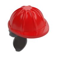 Lego Hair and Helmet, Construction / Hard Hat, Ponytail Dark Brown Pattern / Red