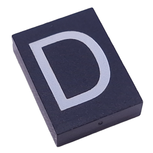 Lego Modulex Tile 3 x 4 with White 'D' Print, without Internal Supports / Modulex Tile Blue
