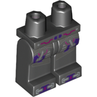 Lego Hips and Black Legs with Silver, Dark Bluish Gray and Dark Purple Robot Armor, Belt and Boots Print / Black