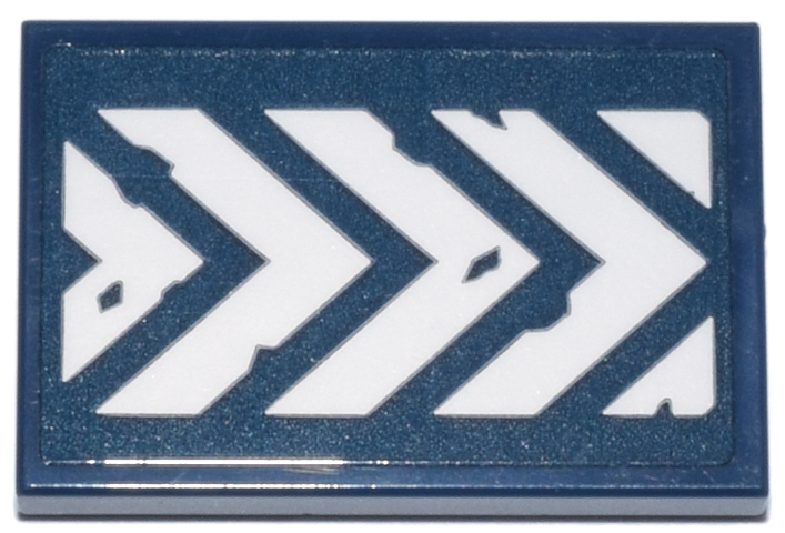 Lego Tile 2 x 3 with White Danger Chevrons on Dark Blue Background Pattern (Sticker) - Set 71837