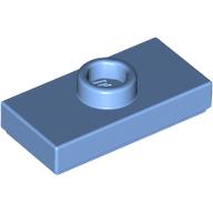 Lego Plate Special 1 x 2 with 1 Stud with Groove (Jumper) / Medium Blue