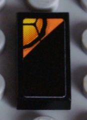 Lego Tile 1 x 2 with Snakeskin on Black Background Pattern Model Left Side (Sticker) - Set 8158 / Black