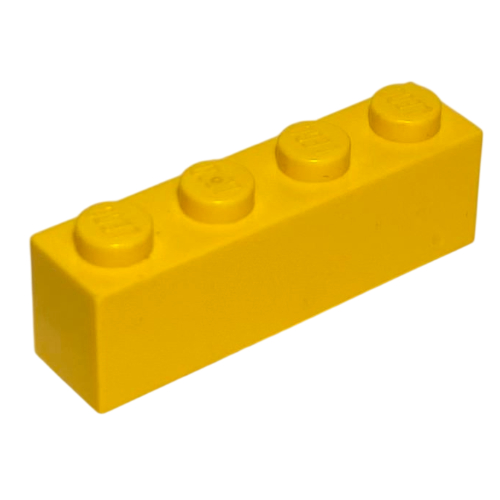 Lego Brick 1 x 4 with Bottom Tubes, Lowered Center Cross Support / Yellow