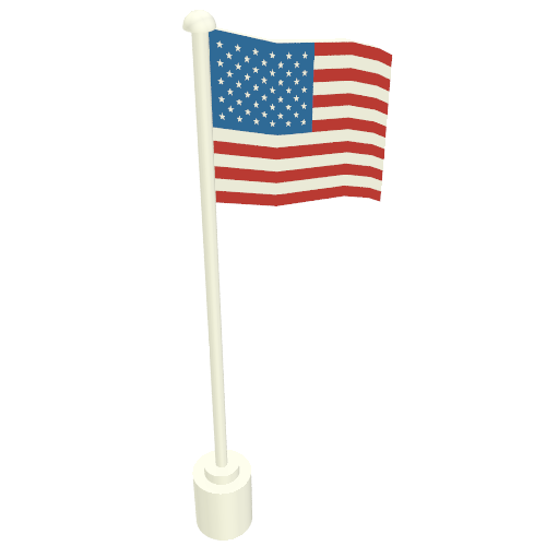 Lego Flag on Flagpole with United States (48 stars) Print / White