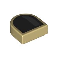 Lego Tile Round 1 x 1 Half Circle with Black Nail, Dark Bluish Grey Shine Print / Tan