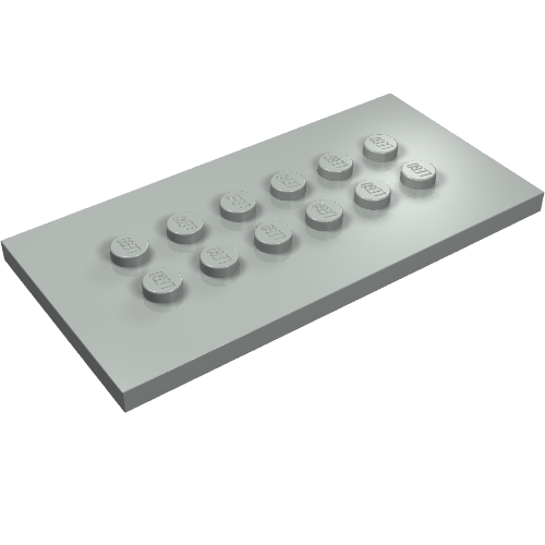 Lego Plate Special 4 x 8 with Studs in Centre / Light Gray