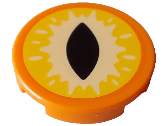 Lego Tile, Round 2 x 2 with Bottom Stud Holder with Yellow and Bright Light Yellow Eye with Black Slit Pupil Pattern (Dungeons & Dragons Beholder)