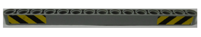 Lego Technic, Liftarm Thick 1 x 15 with Yellow and Black Danger Stripes Pattern (Stickers) - Set 9397