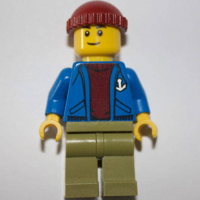 Lego Blue Torso, Olive Green Legs, Dark Red Cap