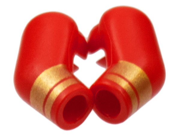 Lego Arm, (Matching Left and Right) Pair with Gold Cuffs Pattern / Red