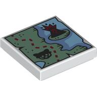 Lego Tile 2 x 2 with Map, Trail, Red Panda, Tree Print / White