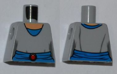 Lego Torso SW Light Bluish Gray Shirt, Blue Belt with Red Buckle Pattern / Light Bluish Gray