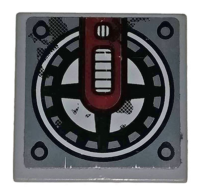 Lego Tile 2 x 2 with Dark Red Arm and Black Fan Pattern (Sticker) - Set 70009