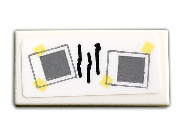 Lego Tile 1 x 2 with Black Lines and Polaroid Photos with Tape Pattern (Sticker) - Set 10291