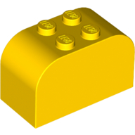 Lego Brick Curved 2 x 4 x 2 Double [Plain] / Yellow