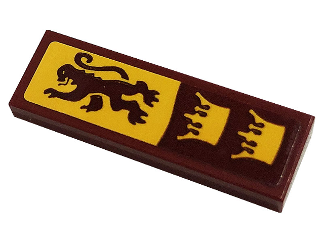 Lego Tile 1 x 3 with Gryffindor Banner with Lion and Crowns Pattern (Sticker) - Set 76382