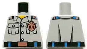 Lego Torso Coast Guard, Shirt with Pockets and Copper Coast Guard Logo Badge and Belt Pattern / Light Bluish Gray